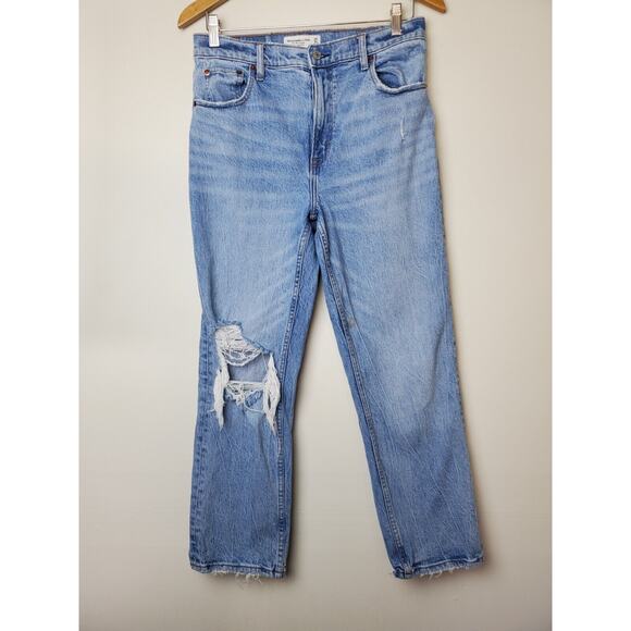 Abercrombie & Fitch Jeans 29 / 8 Womens 90s Straight Ultra High Rise Destroyed - Picture 3 of 14
